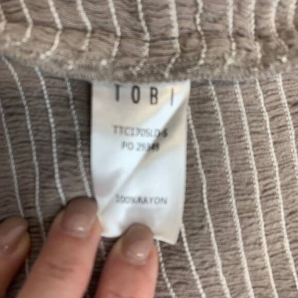 TOBI Smocked Gray Tan Tube Top Sz Medium - Picture 5 of 5